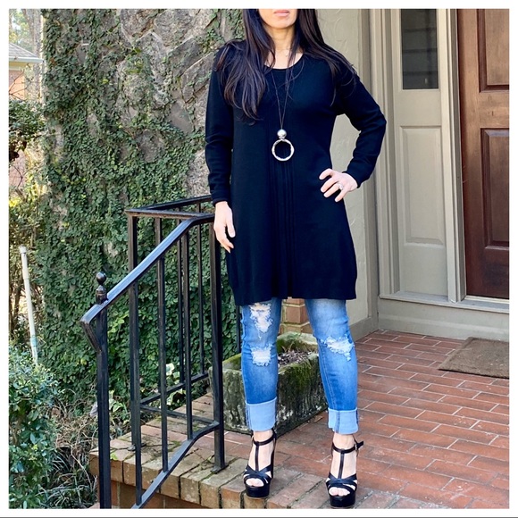 ✨PARIS✨Cashmere blend black soft tunic sweater - Picture 2 of 7